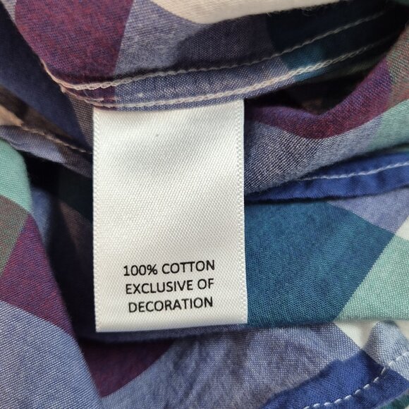 Cremieux Shirt Men's Size L Indian Madras Plaid  Short Sleeve Cotton Green (02) - Picture 5 of 11